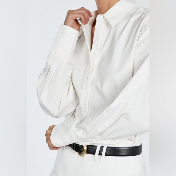 DISSH Shae White Crisp Cotton Oversized Boyfriend Button-Up Blouse Shirt Top - Picture 4 of 10
